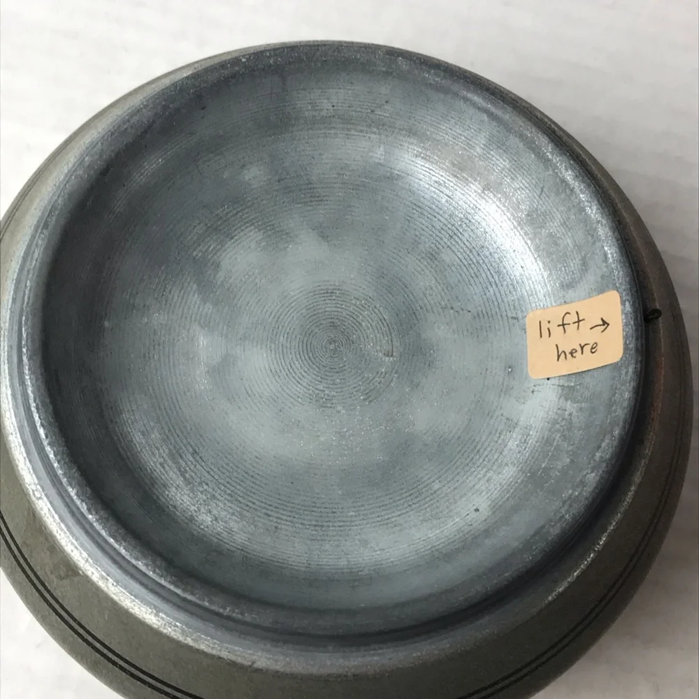 Vintage Metallic Powder Puff Music Box - Vanity Round Drum Box - Switzerland